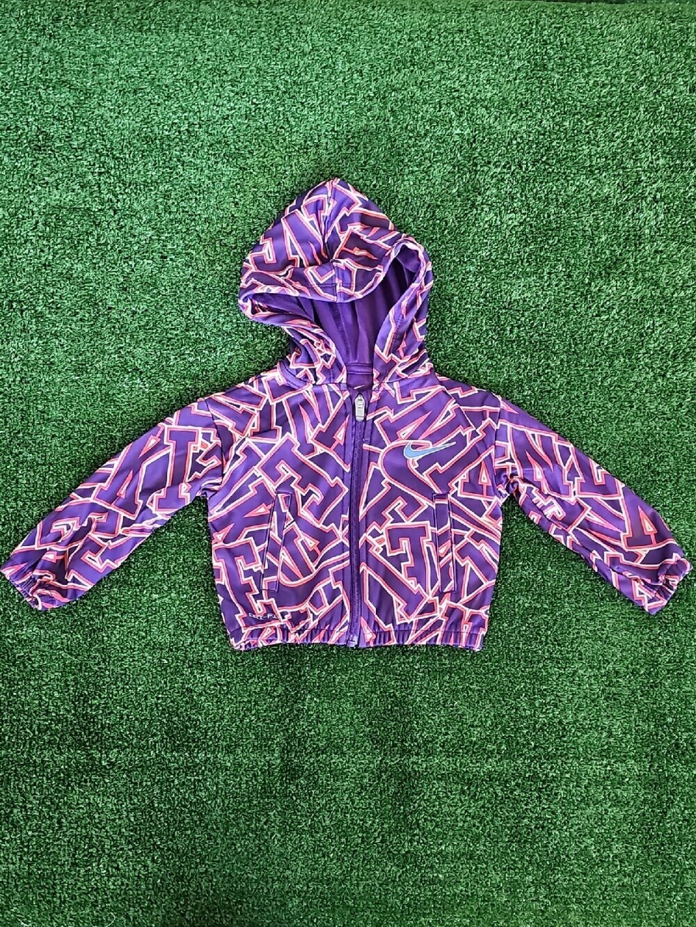 Nike Purple Hooded Dri-FIT Jacket with Pink Geometric Accents